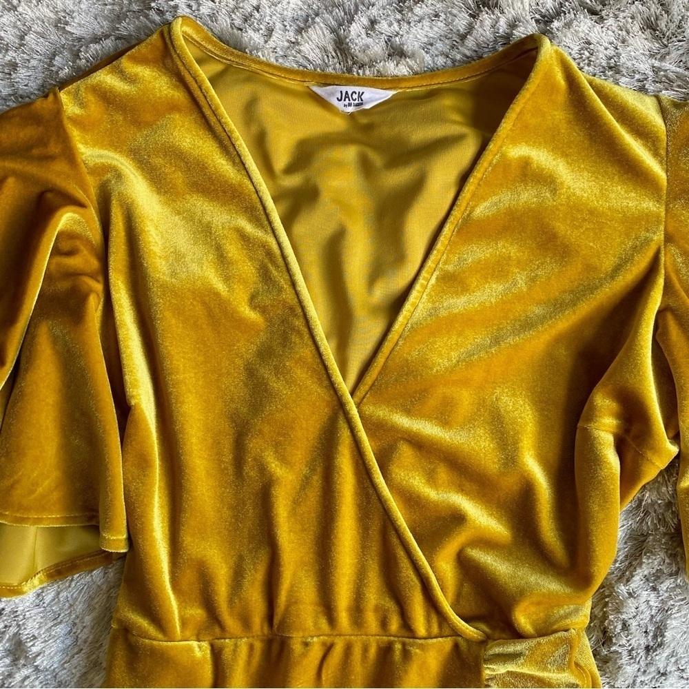 Jack by BB Dakota Velour Fit & Flare Wrap Dress Size S/M - Picture 5 of 9